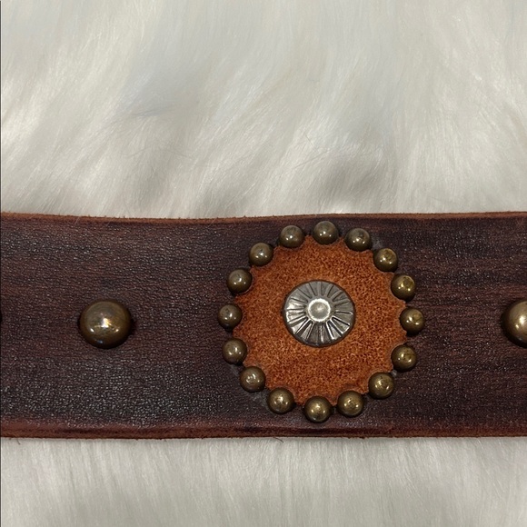 Rare Jeff Gallea Brown Leather Studded Belt with Studs Y2K Rare - Picture 8 of 8